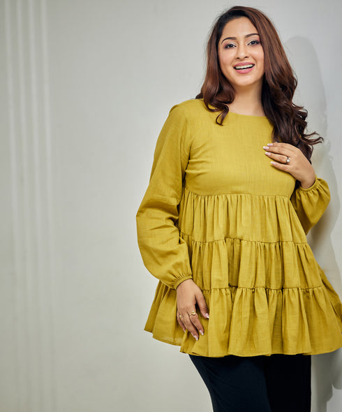 Long Sleeve Loose Fitted Peplum Top